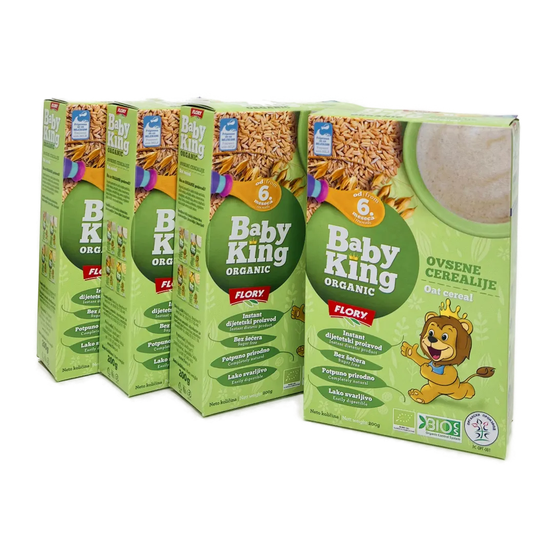 BIO BABY KING Ovseni kosmiči, 200g, 3 + 1 gratis