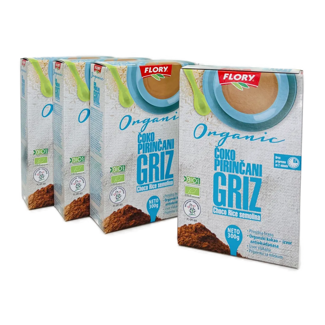 BIO Čokoladni rižev zdrob, 300g, 3 + 1 gratis